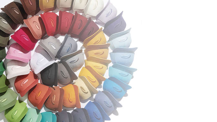 Color wheel of cotton twill flat brim hats
