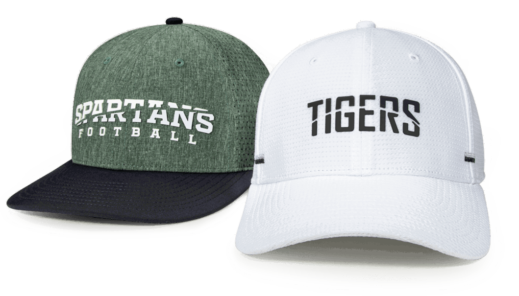 Pair of Team Sports hats with BondGo appliques
