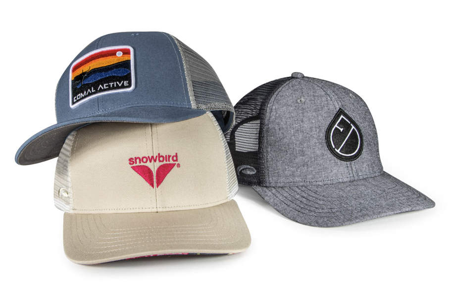 Stack of custom Mid Crown Adjustable Hats