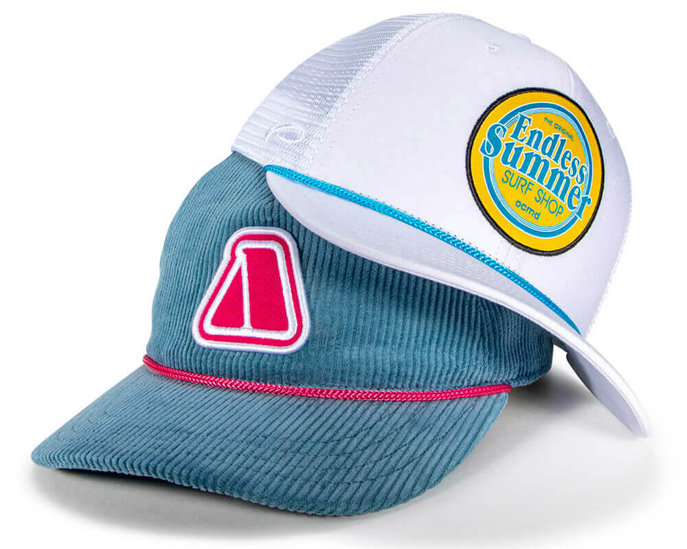Pair of Custom Hats featuring new Trucker Rope colors