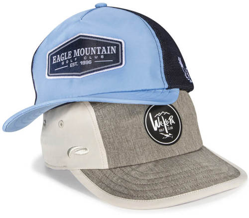 Stack of Golf Custom Hats with Flexible Visors