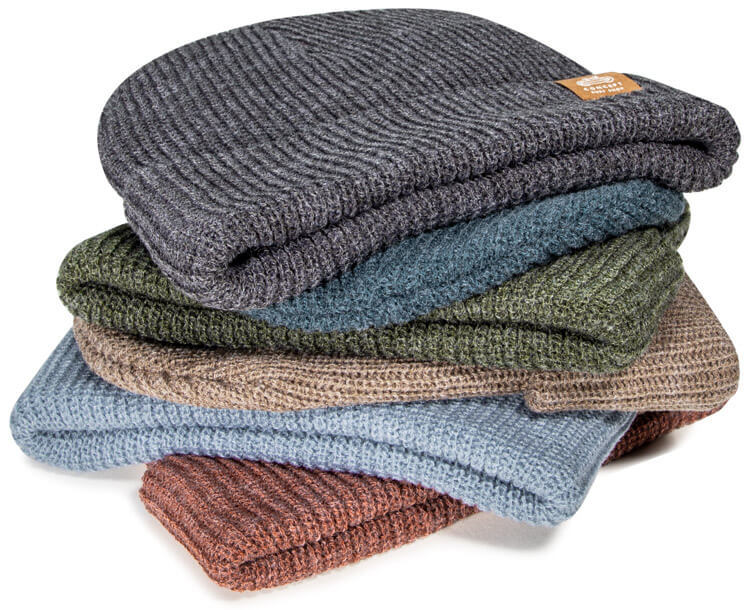 Stack of Starboard Knits with Heather Yarn