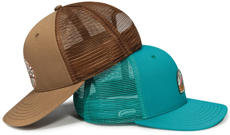 Pair of Custom Hats featuring New Trucker Mesh Colors