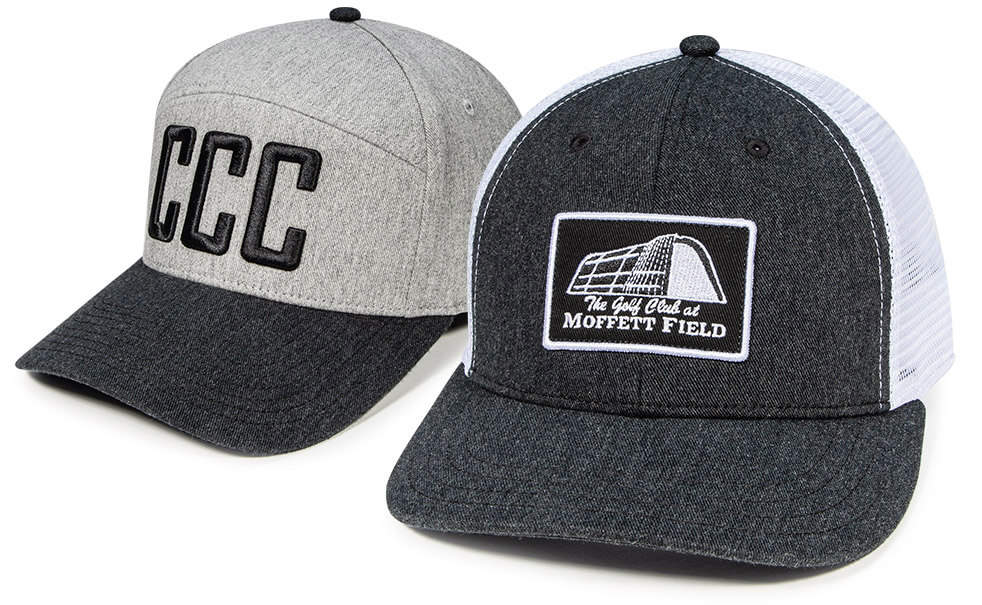 Golf Custom Headwear featuring Black Heather Cotton Twill