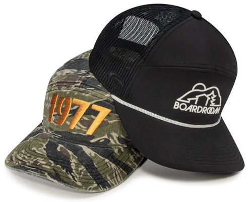 Pair of Journey Hats featuring a Mid Crown 7-Panel hybrid construction