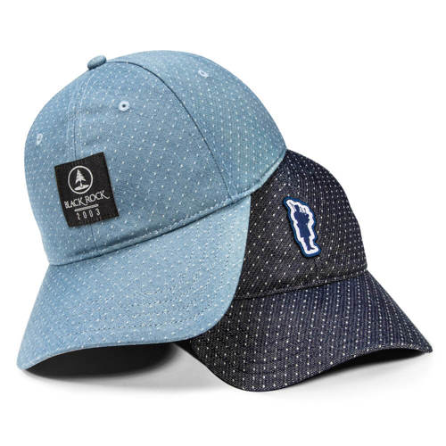 Custom Golf Hats featuring our all-new Denim Dobby Specialty Fabric