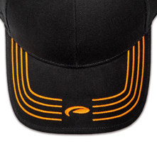 Pukka hat, visor stitching, 4 rows, 4 thick satin stitch with center icon, 1 color