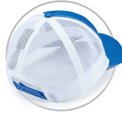 Circle with Pukka hat showing back view of Tech Mesh