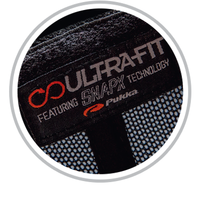 Circle showing hat inside label Ultra-Fit