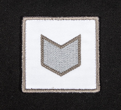 Pukka hat patch embellishment flat embroidery with textured pearl fill stitch
