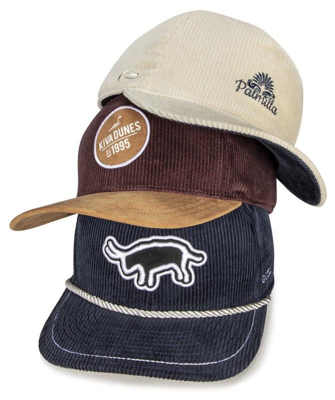 Custom Golf Hats featuring New Wide Wale Corduroy Color Options