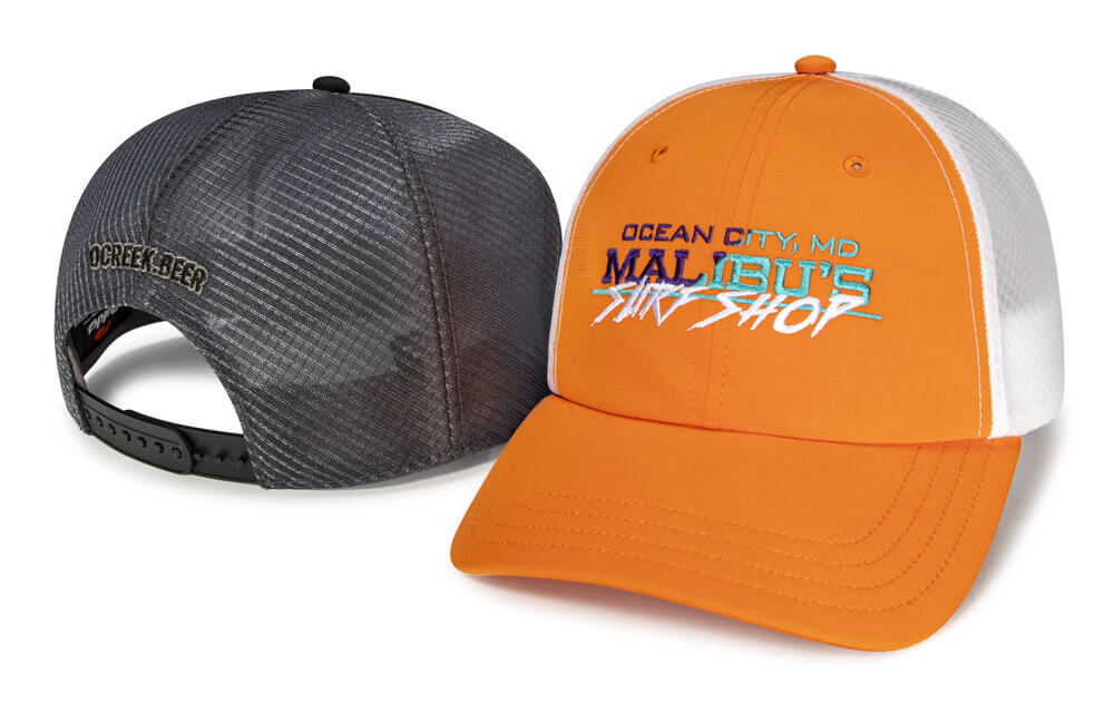 Custom Headwear featuring Diamong Mesh fabric